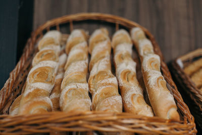 Close-up of wicker basket