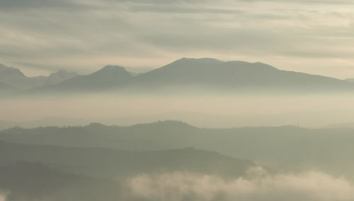 Scenic view of mountains against sky