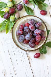 High angle view of fruits on table