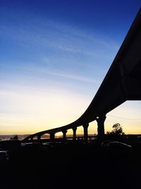 Low angle view of bridge against sky during sunset
