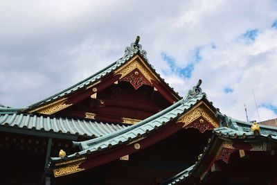 Low angle view of temple building against sky