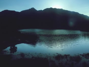 Reflection of mountains in water