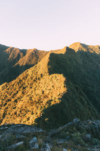 Scenic view of mountains against clear sky