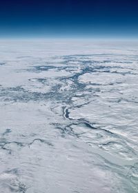 Scenic view of snow covered landscape of eastern canada from a plane