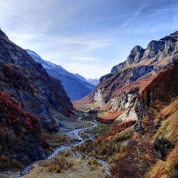 Scenic view of mountains against sky