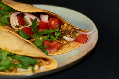 Close-up of meal served in plate