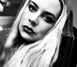 Close-up portrait of beautiful young woman