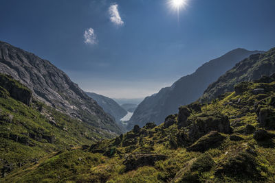 Scenic view of mountains against sky