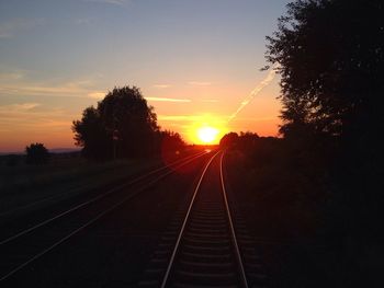 Railroad track at sunset