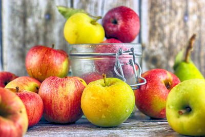 Close-up of apples on table