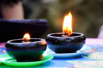 Close-up of lit candle