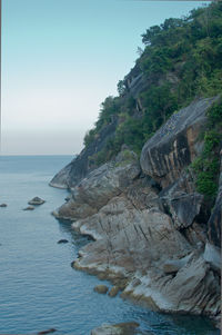 Scenic view of sea against clear sky