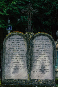 Close-up of cross in cemetery