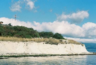 Scenic view of sea against cloudy sky