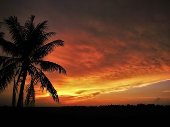 Silhouette palm trees against sky during sunset