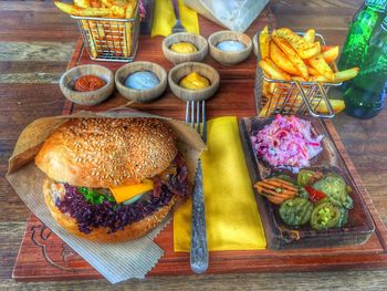 Close-up of food on table