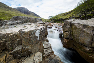 Scenic view of waterfall