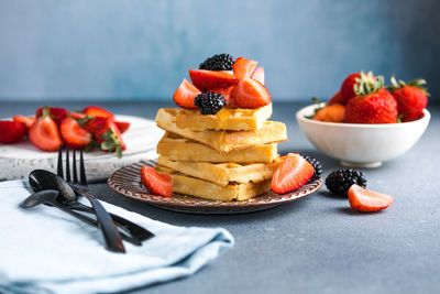 Close-up of dessert in plate on table