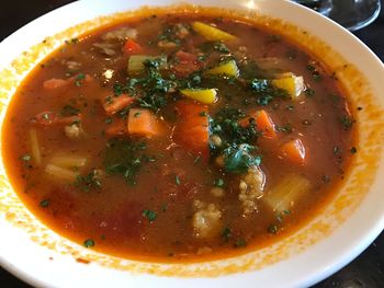 Close-up of soup in bowl