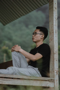 Young man looking away