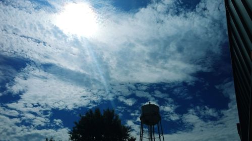 Low angle view of water tower against sky