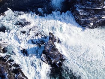 High angle view of waterfall