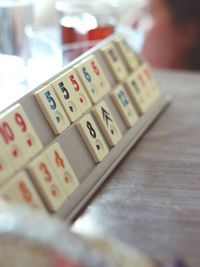 Close-up of text on table