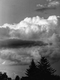 Low angle view of silhouette trees against sky