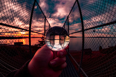 Lensball photographed on walking bridge 