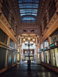 Interior of illuminated building