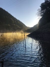 Scenic view of lake against sky