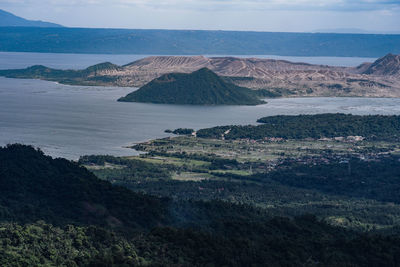 High angle view of sea against sky