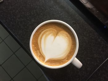 High angle view of coffee on table