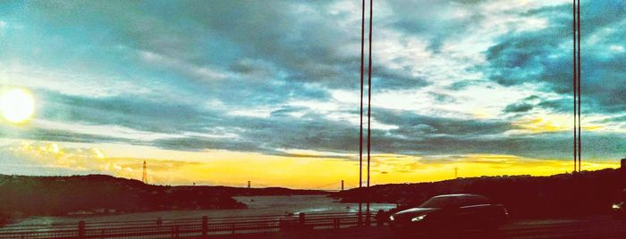 Scenic view of lake at sunset