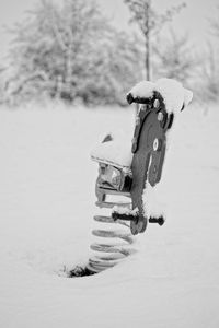 Close-up of snow on field