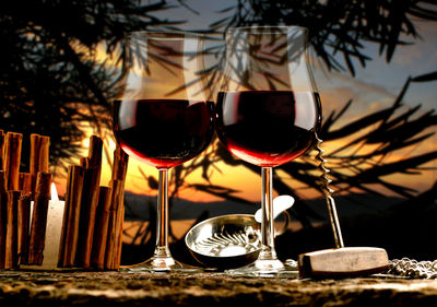 Close-up of wine glass on table