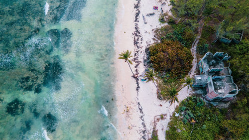 High angle view of wet beach