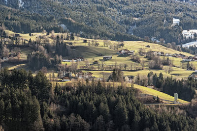 High angle view of village in ziller valley