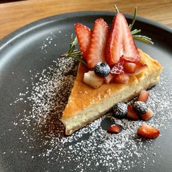 High angle view of cake on plate