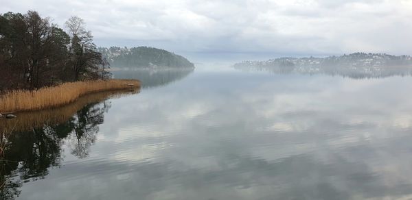 Scenic view of lake against sky