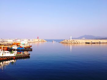 Scenic view of sea against clear sky