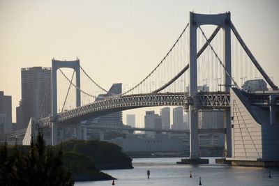 Suspension bridge over river