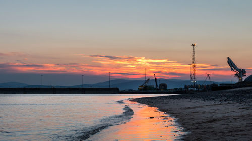 Scenic view of sea against sky at sunset