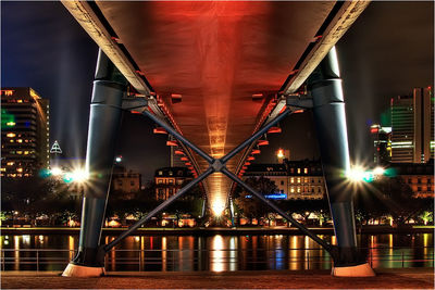 Bridge over river at night