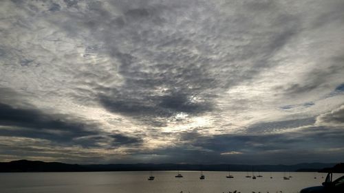 Scenic view of sea against cloudy sky