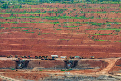 High angle view of vehicles on wall