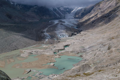 Lake along rocky landscape