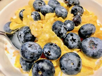 High angle view of fruits in plate