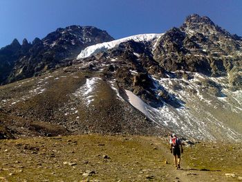 Trailrunner walking on mountain