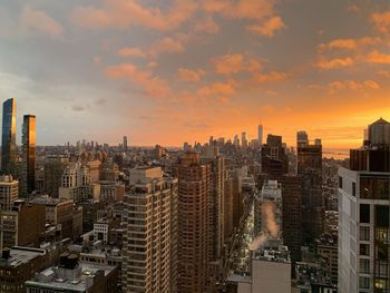 November sunset over the new york city skyline